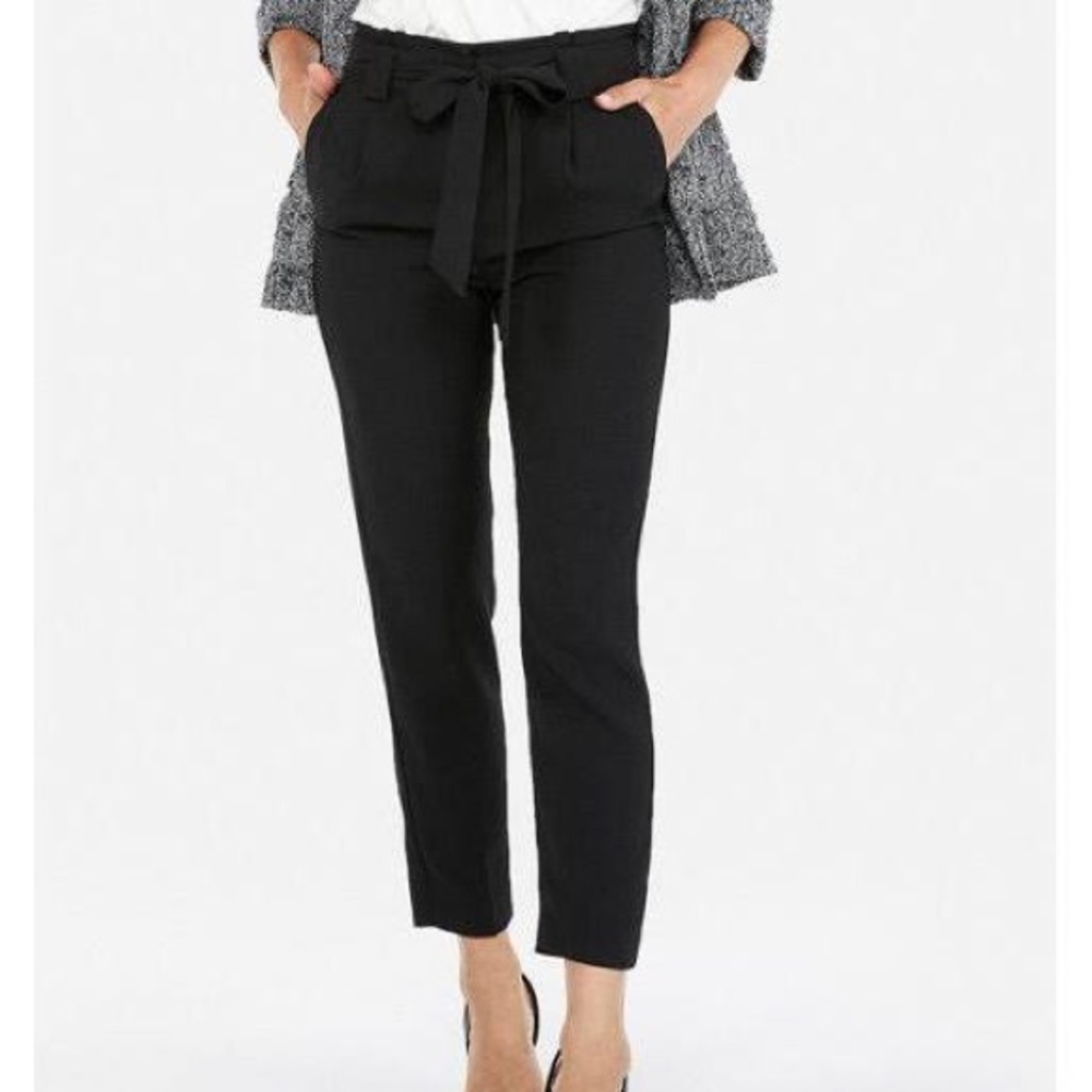 Express Petite High Waisted Linen Blend Ankle Pant